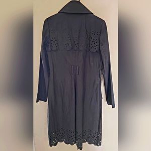 Issac Mizrahi for Target Black Trench Coat with Eyelet Cutout Design, Size Small